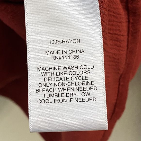 Frye and Co Blouse Top Size Large Popover Red Peasant - Picture 8 of 8